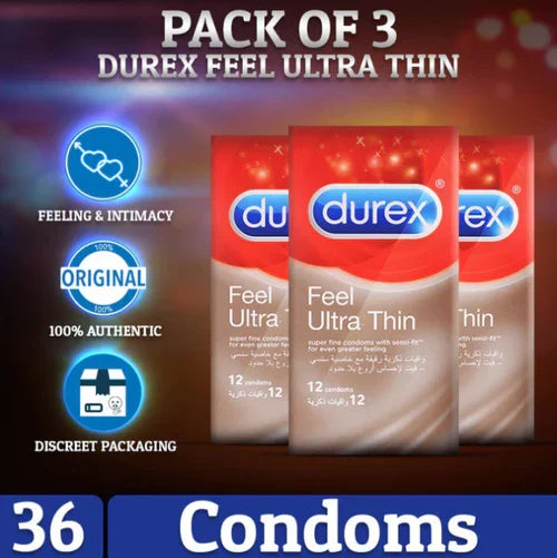 Pack Of 3 Durex Feel Ultra Thin Condoms Of 12 (Copy)
